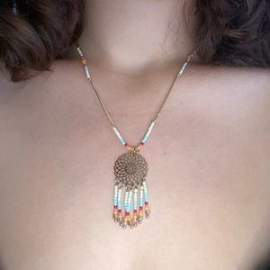 Colorful dream catcher necklace
